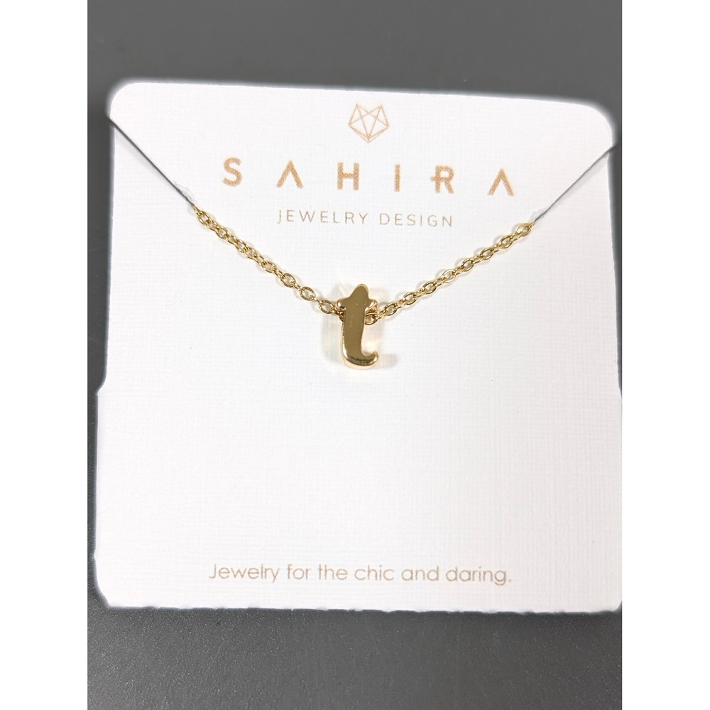 Sahira 18k Gold Plated Initial T Necklace Dainty Stainless Steel Water Resistant
